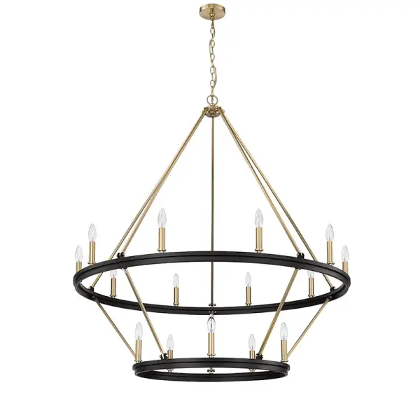 The 95015 chandelier delivers modern sophistication with its matte black finish, making it a versatile statement piece for both residential and commercial spaces seeking clean, contemporary design.