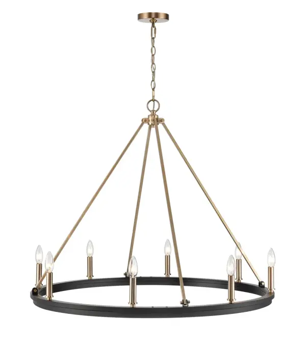 The 9508 chandelier delivers modern sophistication with its matte black finish, making it a versatile statement piece for both residential and commercial spaces seeking clean, contemporary design.