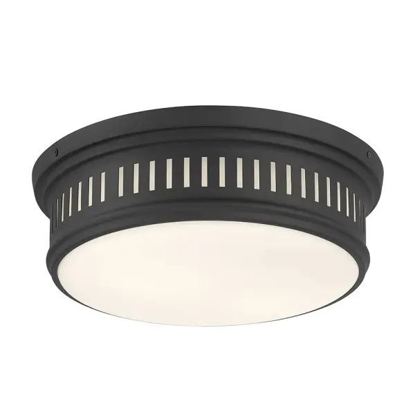 The Velune combines traditional flush mount practicality with contemporary design refinement. Decorative die-cut slots add visual interest while the opaque glass diffuser ensures even, glare-free illumination ideal for hallways and closets.