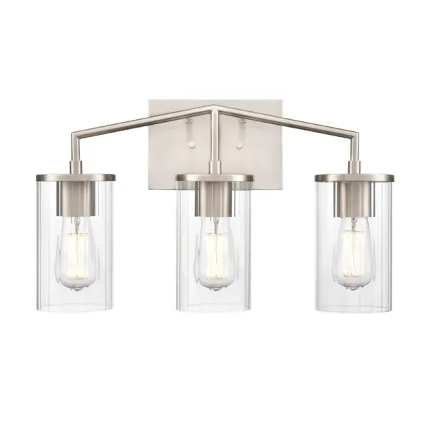The 9523 vanity light offers a clean, transitional design in brushed nickel finish that complements a wide range of bathroom styles. Its wall-mounted configuration provides functional task lighting for grooming areas.