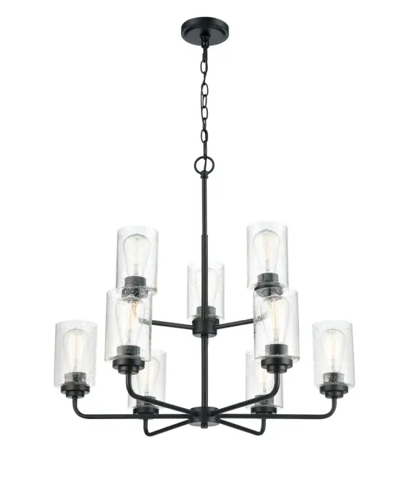 9609 Matte Black Chandelier