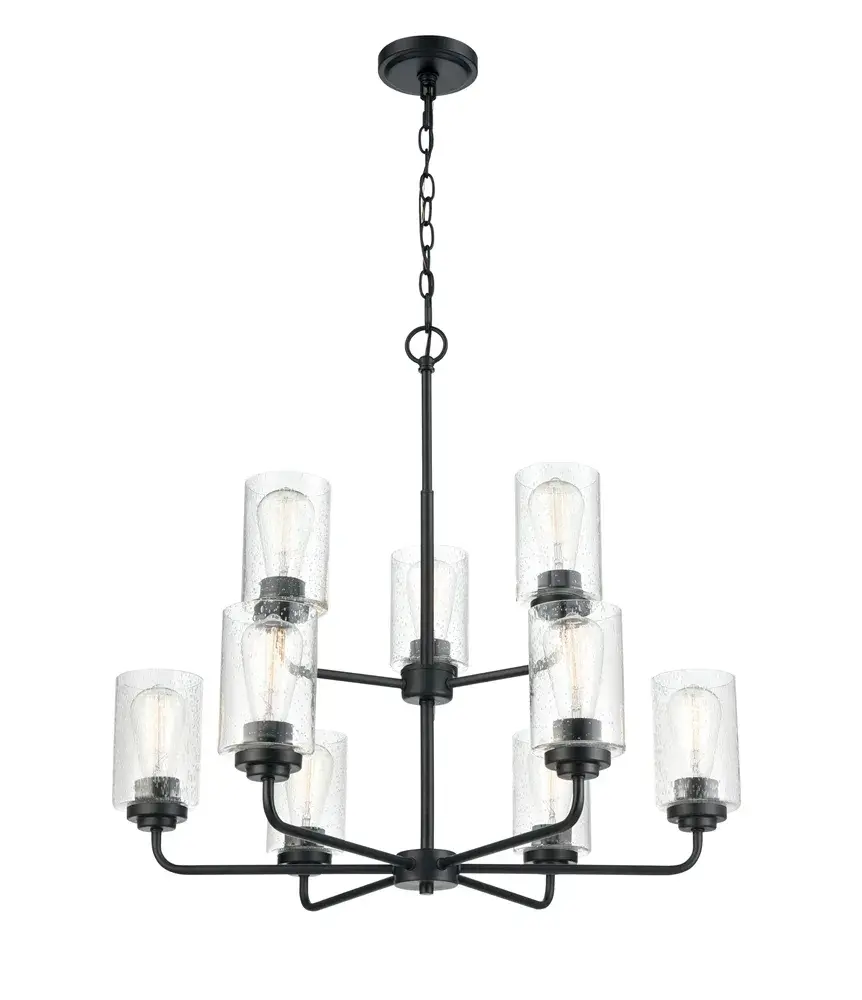 9609 Matte Black Chandelier