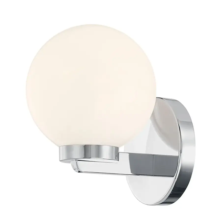 Ardeva 1-Light Chrome Wall Sconce with Opal Globe Shade