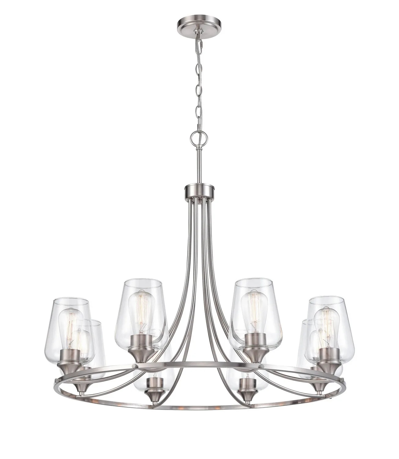 Ashford Eight Light Chandelier in Brushed Nickel