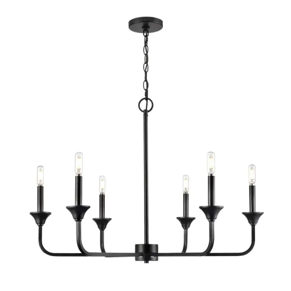 Matte Black Chandelier with Optional Candle Cup
