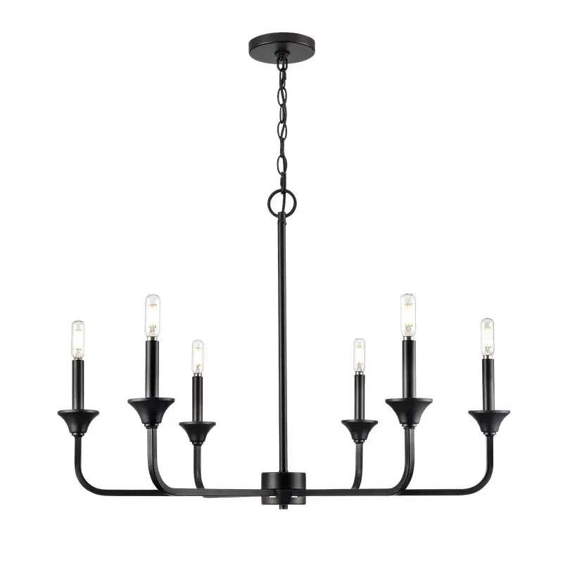 Matte Black Chandelier with Optional Candle Cup