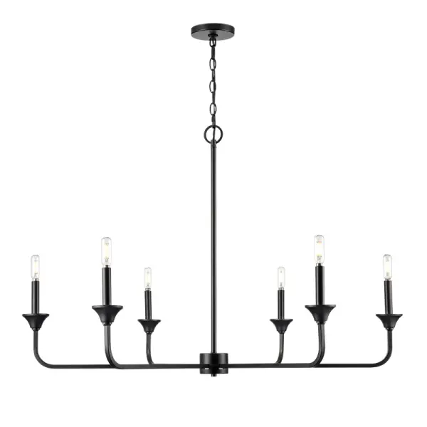 Matte Black Chandelier with Optional Candle Cup