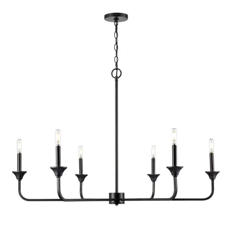 Matte Black Chandelier with Optional Candle Cup