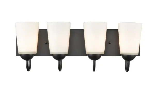 The 9814 vanity light in matte black delivers contemporary style with clean lines and versatile mounting. Perfect for modern bathrooms seeking a minimalist aesthetic with durable metal construction.
