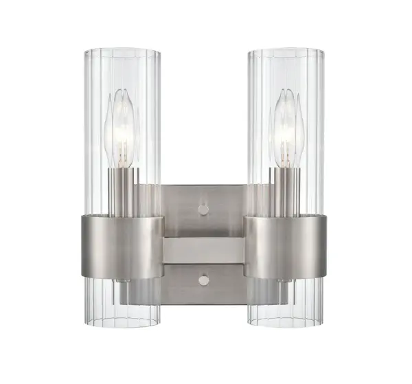 The 9962 vanity light offers a clean, transitional design in brushed nickel finish that complements a wide range of bathroom styles. Its wall-mounted configuration provides functional task lighting for grooming areas.