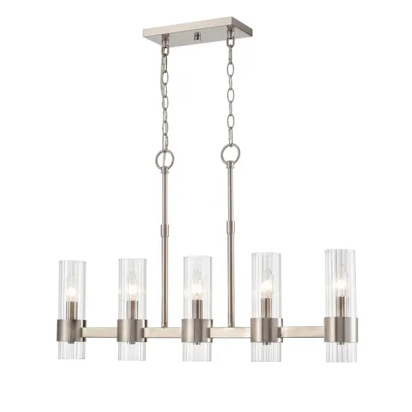 A contemporary linear fixture featuring a timeless brushed nickel finish that complements modern and transitional interiors. Ideal for task lighting over kitchen islands, dining tables, and workspaces.
