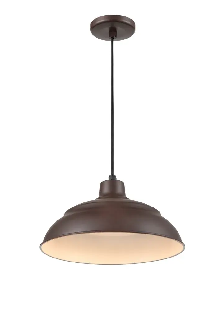 White RLM Pendant Light with Arm Bracket