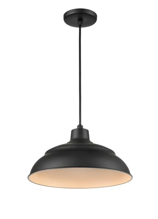 White RLM Pendant Light with Shade Bracket