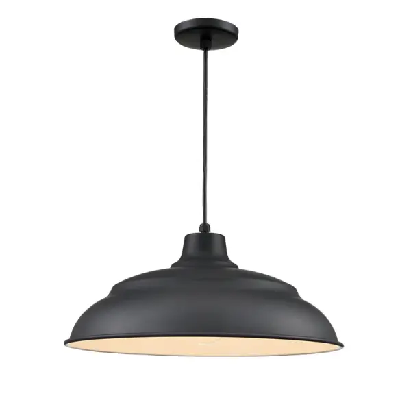 This 20-inch warehouse pendant delivers authentic industrial style with durable aluminum construction. Perfect for kitchen islands, dining areas, and commercial spaces seeking vintage-inspired lighting.