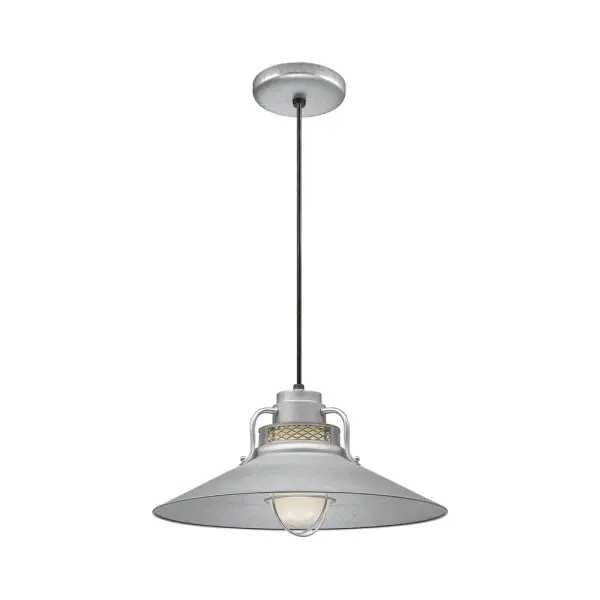 This authentic RLM-style pendant combines industrial heritage with modern versatility. The galvanized finish offers exceptional durability for both indoor and outdoor use, while the removable glass guard and etched glass provide flexible lighting options.