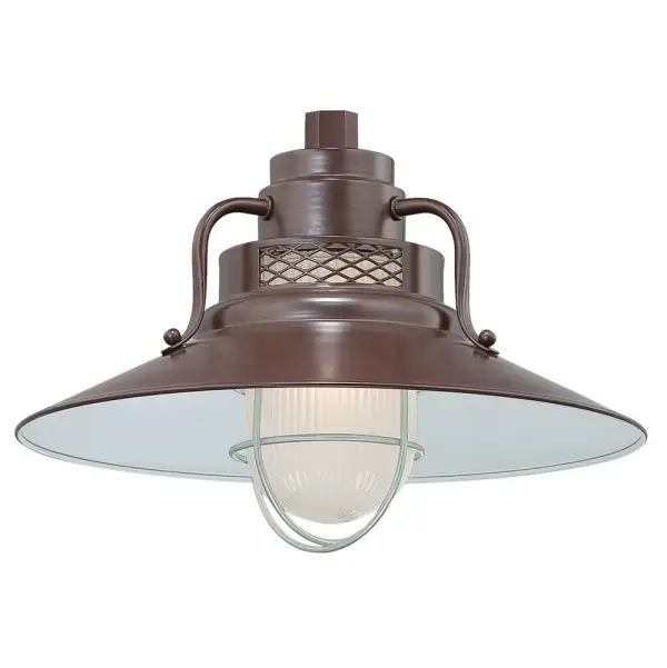 This versatile RLM shade combines industrial style with practical durability. Features removable glass guard and etched glass, UL-listed for wet locations making it ideal for both indoor and covered outdoor spaces.