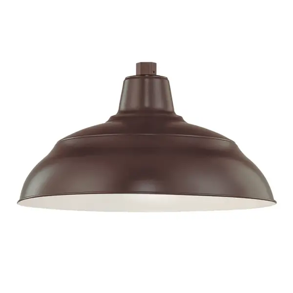 This 17-inch warehouse shade delivers authentic industrial style with exceptional versatility. Compatible with ceiling stems, wall goosenecks, and optional wire guards for customized installations.