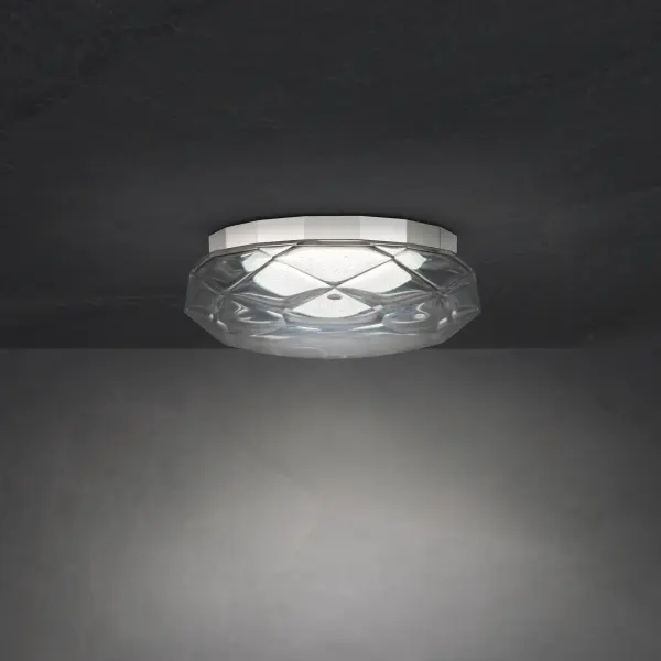 A stunning flush mount featuring thick Schonbek Optic Crystal that creates brilliant light refraction. The polished nickel frame complements the crystal beautifully while high-quality LEDs provide excellent ambient illumination.