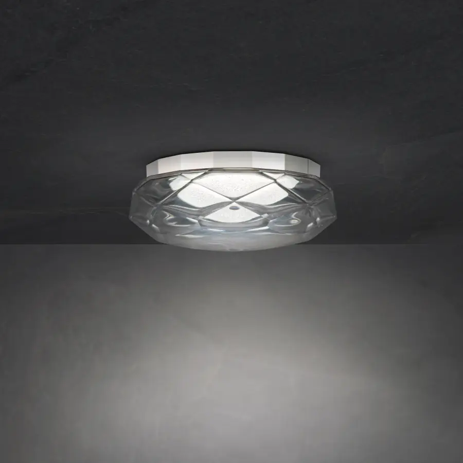 Carat 13" LED Flush Mount in Polished Nickel with Clear Optic Crystal