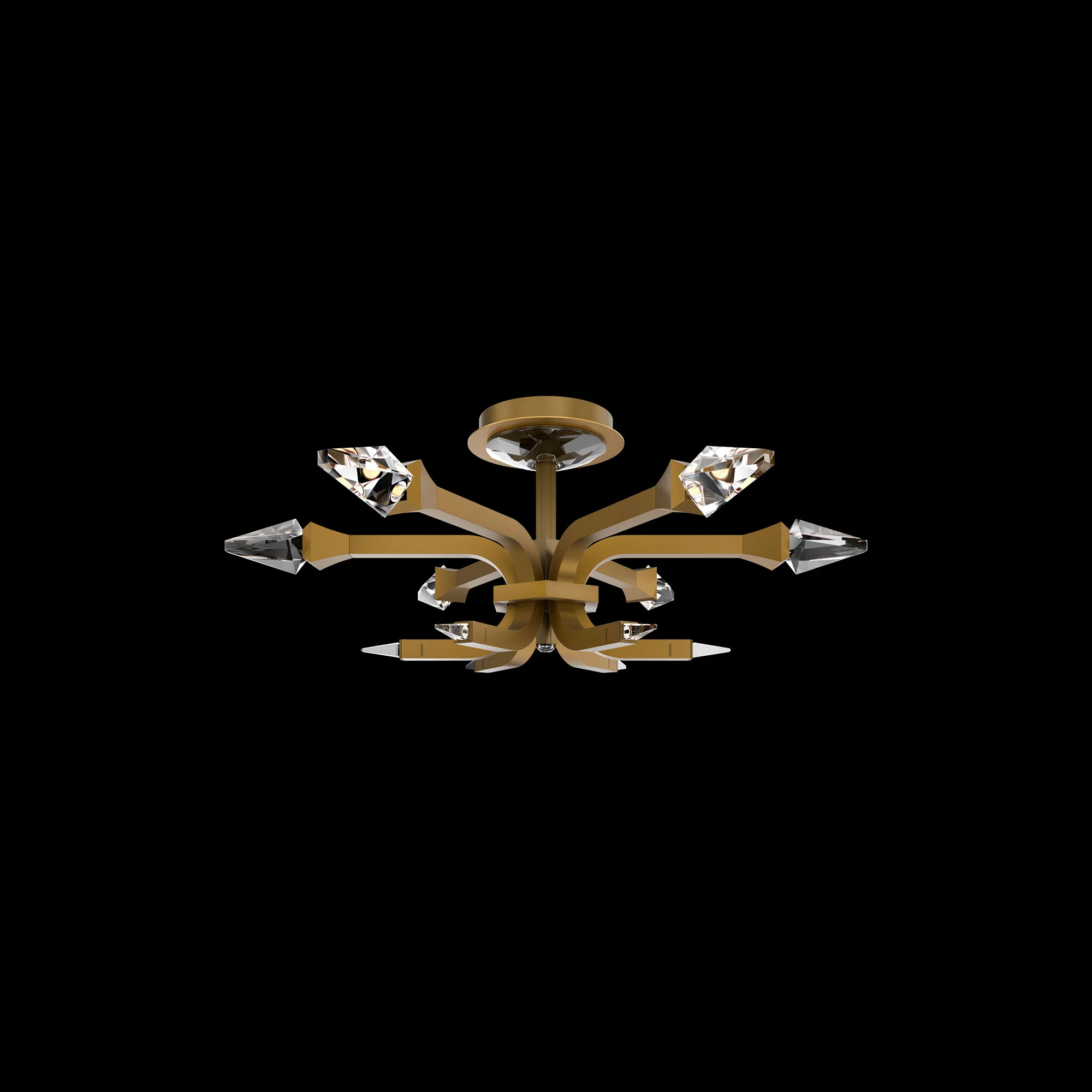 Plumeria 24" LED Flush Mount in Aged Brass with Optic Crystal