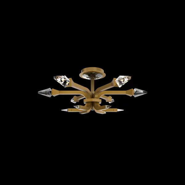 Plumeria 24" LED Flush Mount in Aged Brass with Optic Crystal