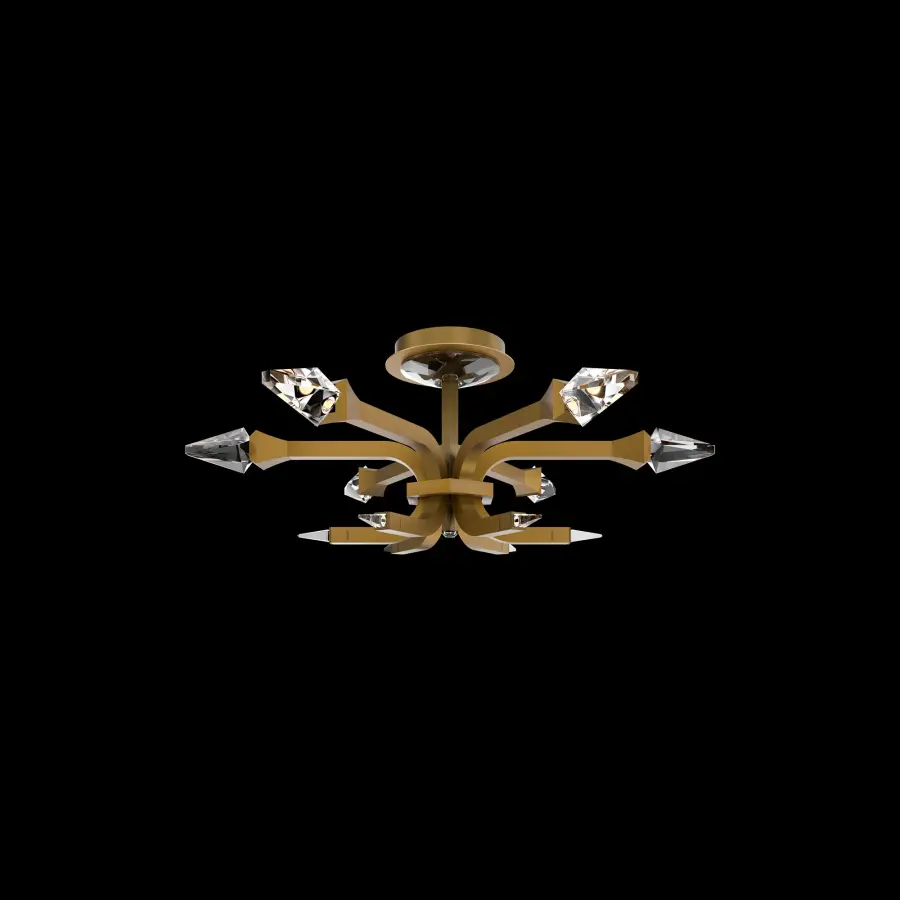 Plumeria 24" LED Flush Mount in Aged Brass with Optic Crystal