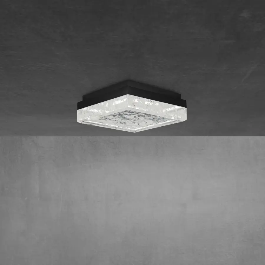 Whisper 12" LED Flush Mount in Aged Brass with Optic Haze Quartz