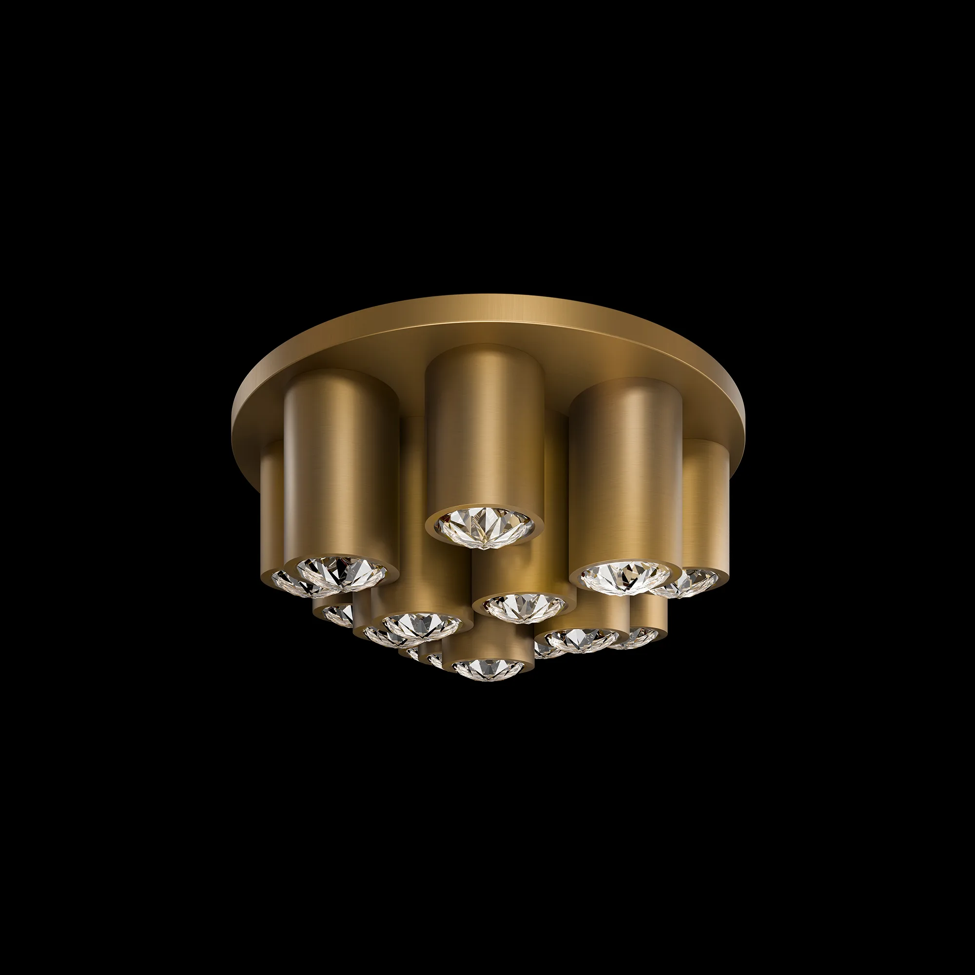 Tamara 19IN LED 3000K/3500K/4000K/5000K Flush Mount in Aged Brass with Radiance® Crystal Dust