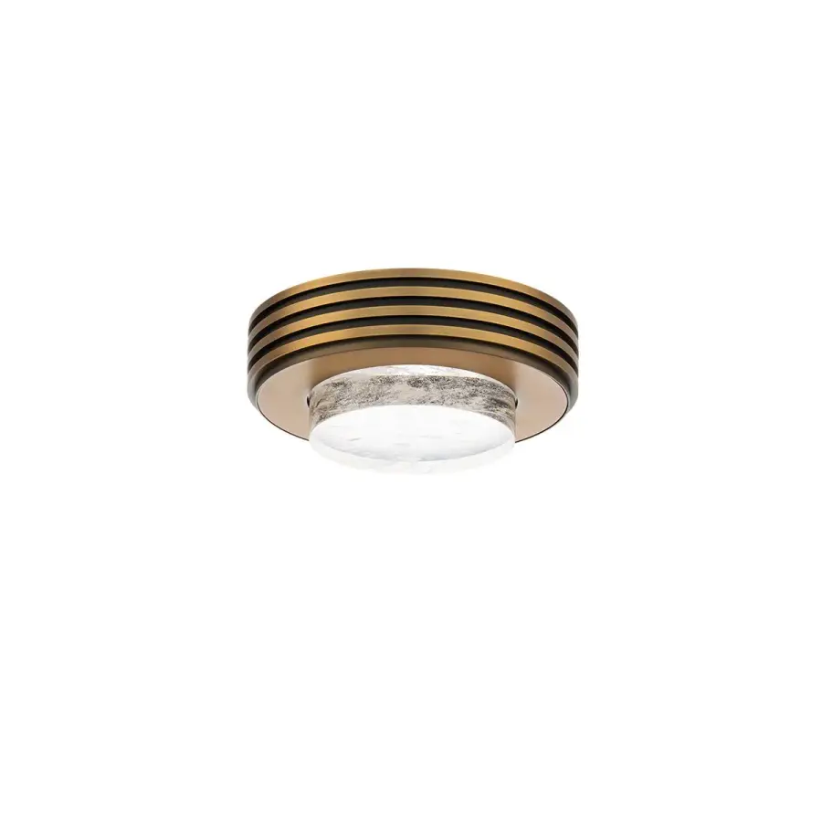 Zircle 8" LED Flush Mount in Aged Brass with Optic Haze Quartz