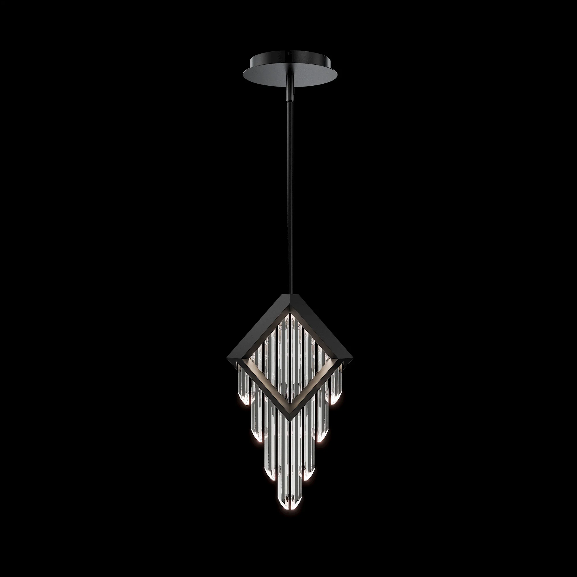 Behold LED Pendant in Aged Brass with Optic Crystal