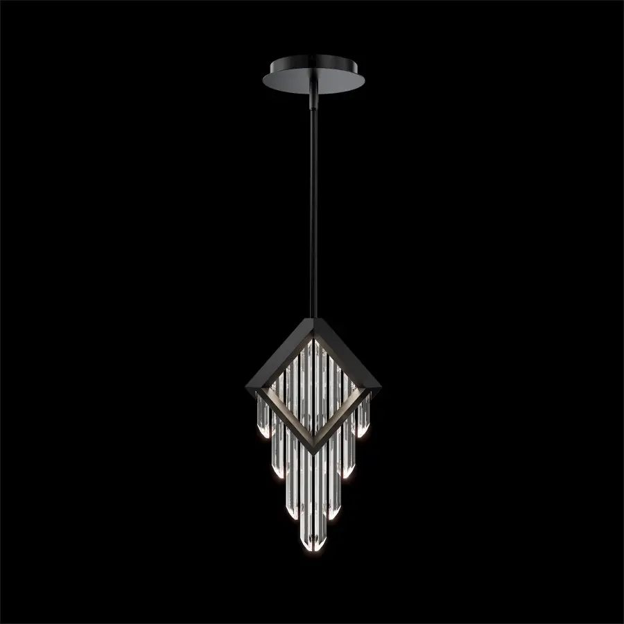 Behold LED Pendant in Aged Brass with Optic Crystal