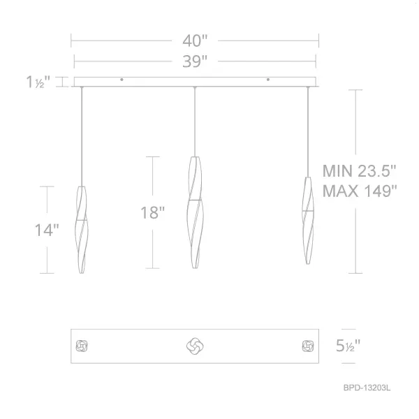 A subtle twist of luxe. Kindjal features exquisite Optic Crystal icicles that twist to a point from a cohesive metal casting, concealing a powerful LED that provide ample illumination. Stylish, textured materiality.