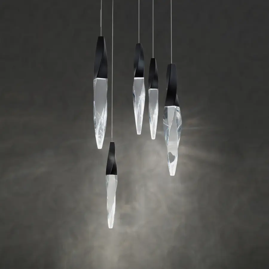 Kindjal 5-Light LED Multi-Light Pendant in Aged Brass