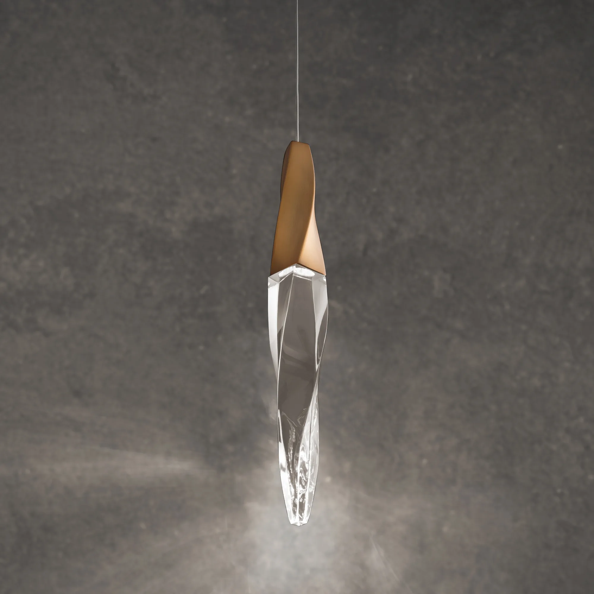 Kindjal 1 Light LED 3000K/3500K/4000K 120V-277V Mini Pendant in Aged Brass with Clear Optic Crystal