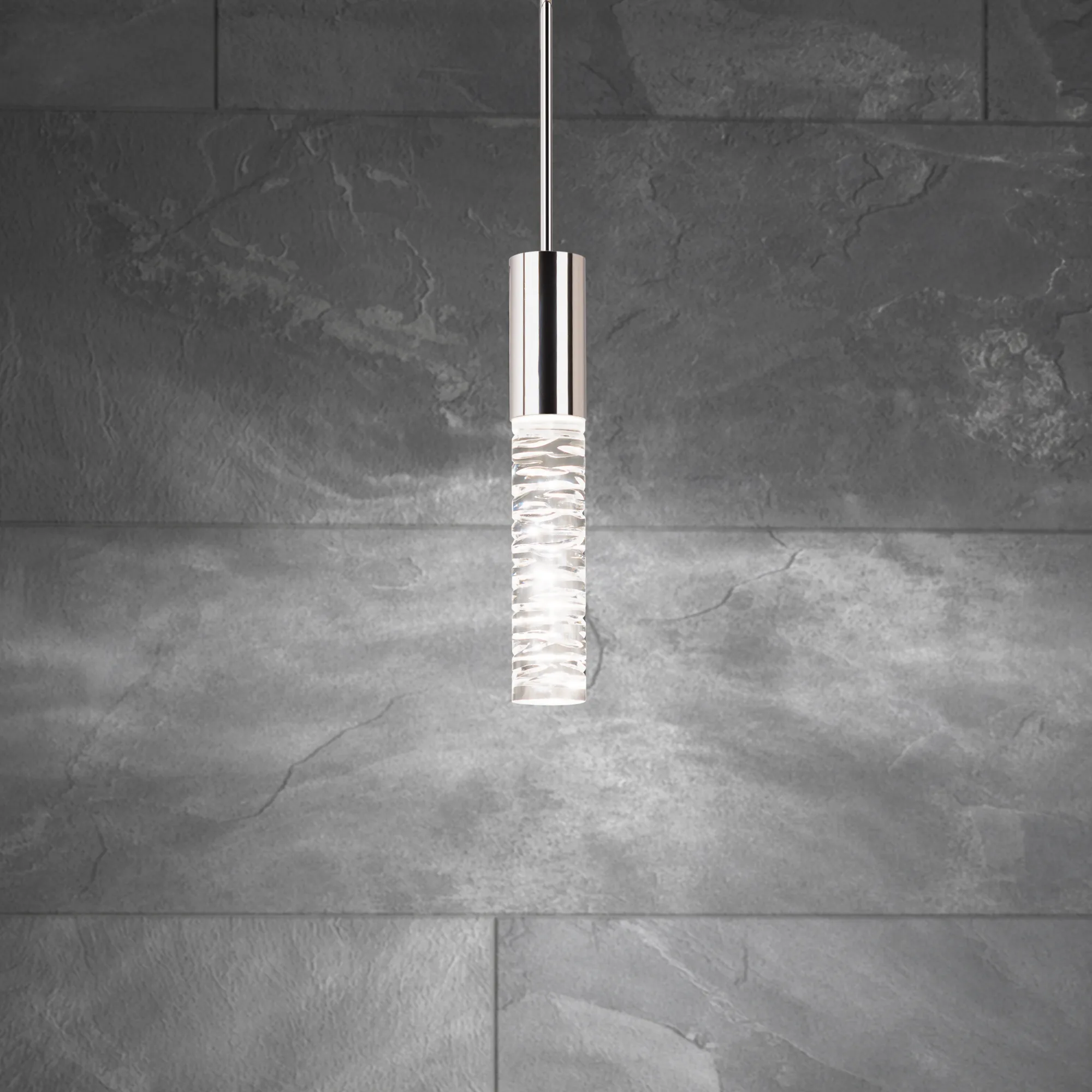 Cru 14in LED 3000K/3500K/4000K 120V/277V Mini Pendant in Polished Nickel with Clear Optic Crystal