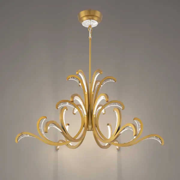 Experience the elegance of nature with this exquisite crystal luminaire, inspired by the graceful form of a blooming flower. Sculpted with soft, flowing curves, this luxurious pendant elevates any space with its organic beauty. Each arm is delicately adorned with Radiance Crystal Dust at its tip, discreetly concealing integrated LEDs that emit a soft, radiant glow.
