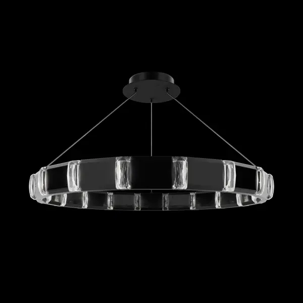 A show-stopping 36-inch linear pendant that combines aged brass metalwork with shimmering Radiance Crystal Dust accents. The nearly invisible cable suspension creates a floating effect, while integrated LED technology delivers exceptional light quality and energy efficiency.
