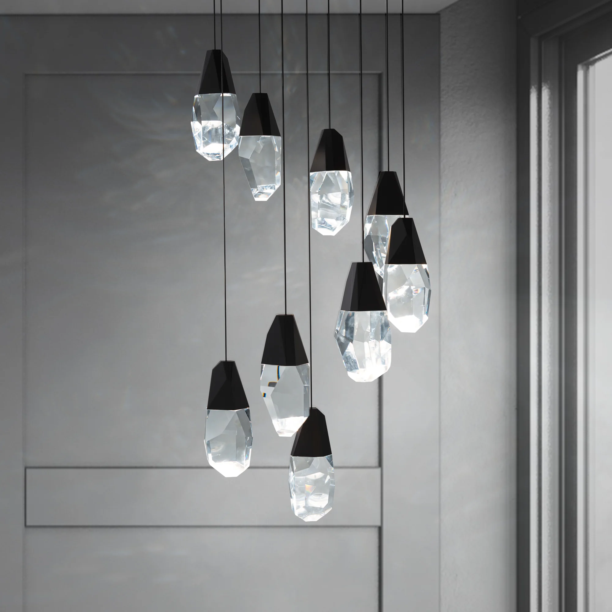 Martini 9-Light LED Chandelier in Aged Brass with Clear Optic Crystal