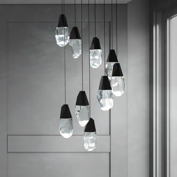 Martini 9-Light LED Chandelier in Aged Brass with Clear Optic Crystal