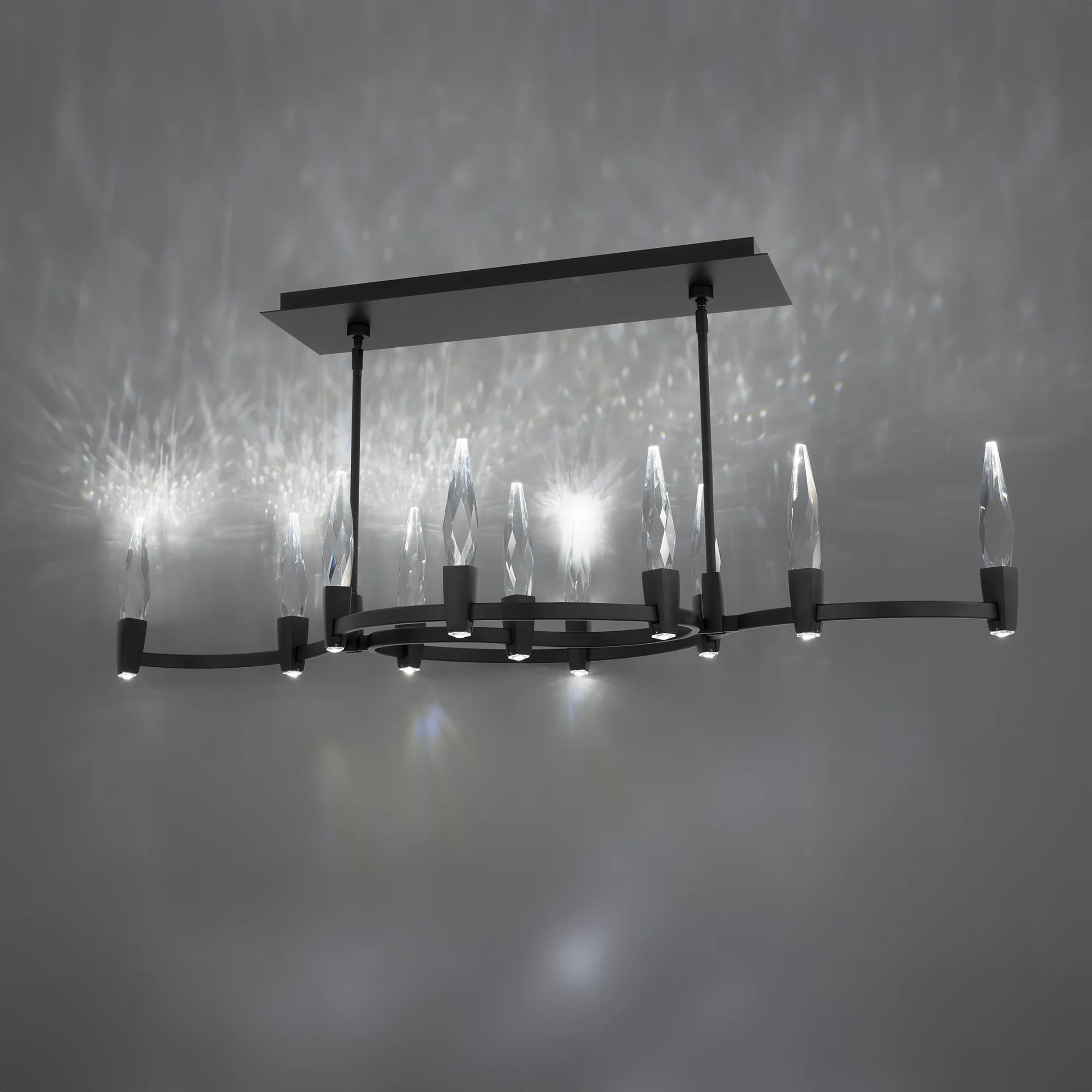 Twirl 48" LED Linear Pendant in Black with Optic Crystal