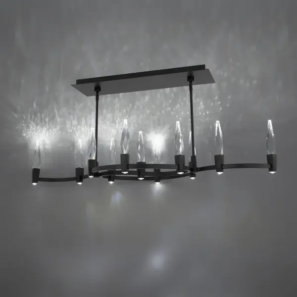 Twirl 48" LED Linear Pendant in Black with Optic Crystal