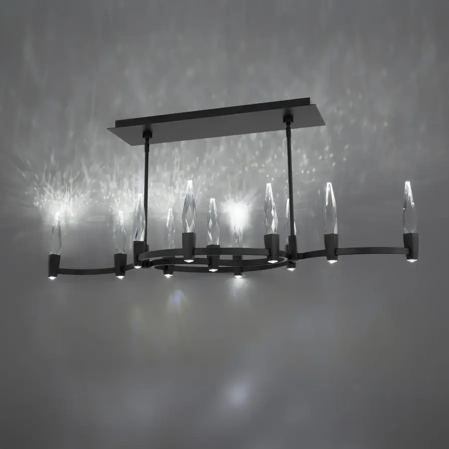Twirl 48" LED Linear Pendant in Black with Optic Crystal
