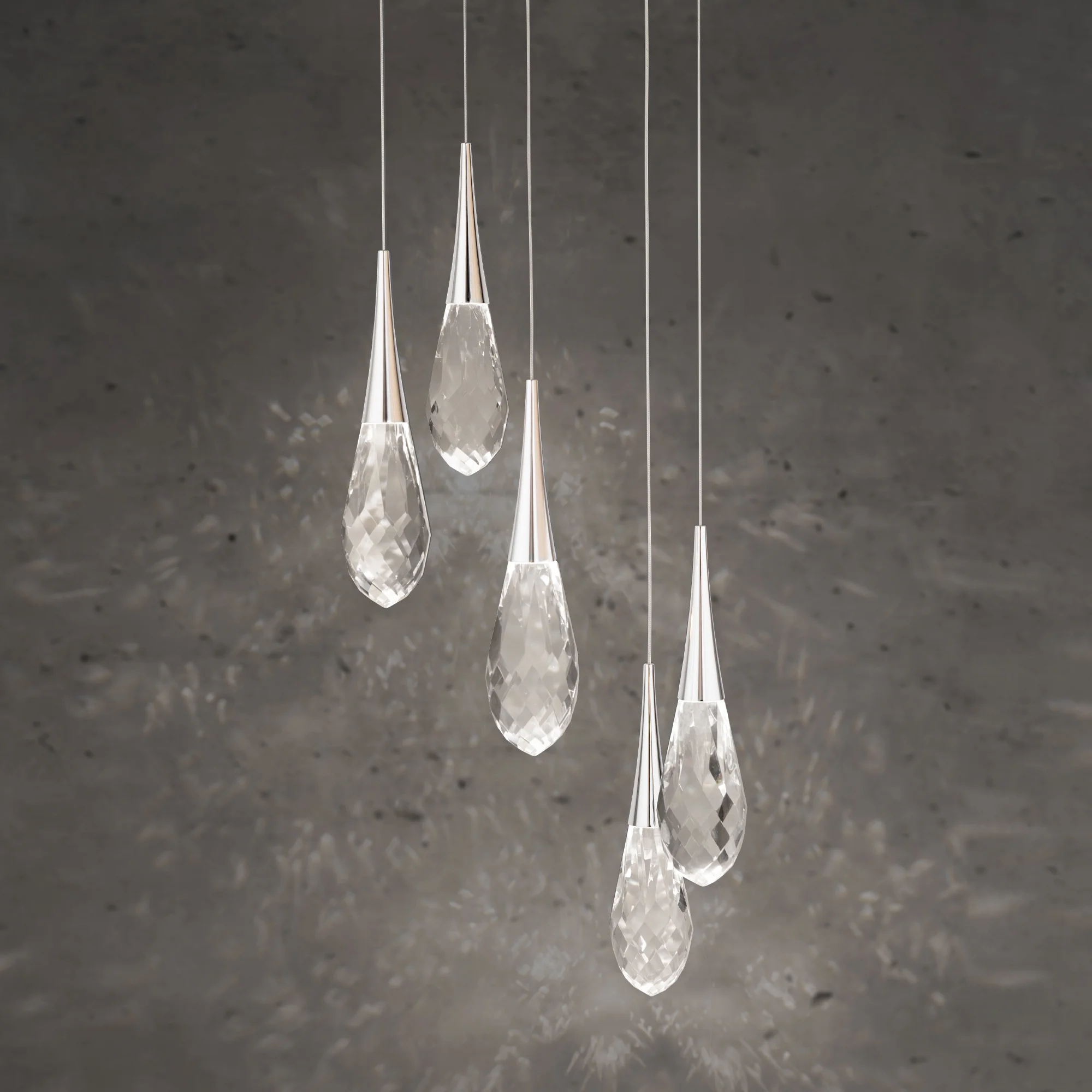 Hibiscus 5-Light LED Multi-Light Pendant in Aged Brass with Clear Optic Crystal