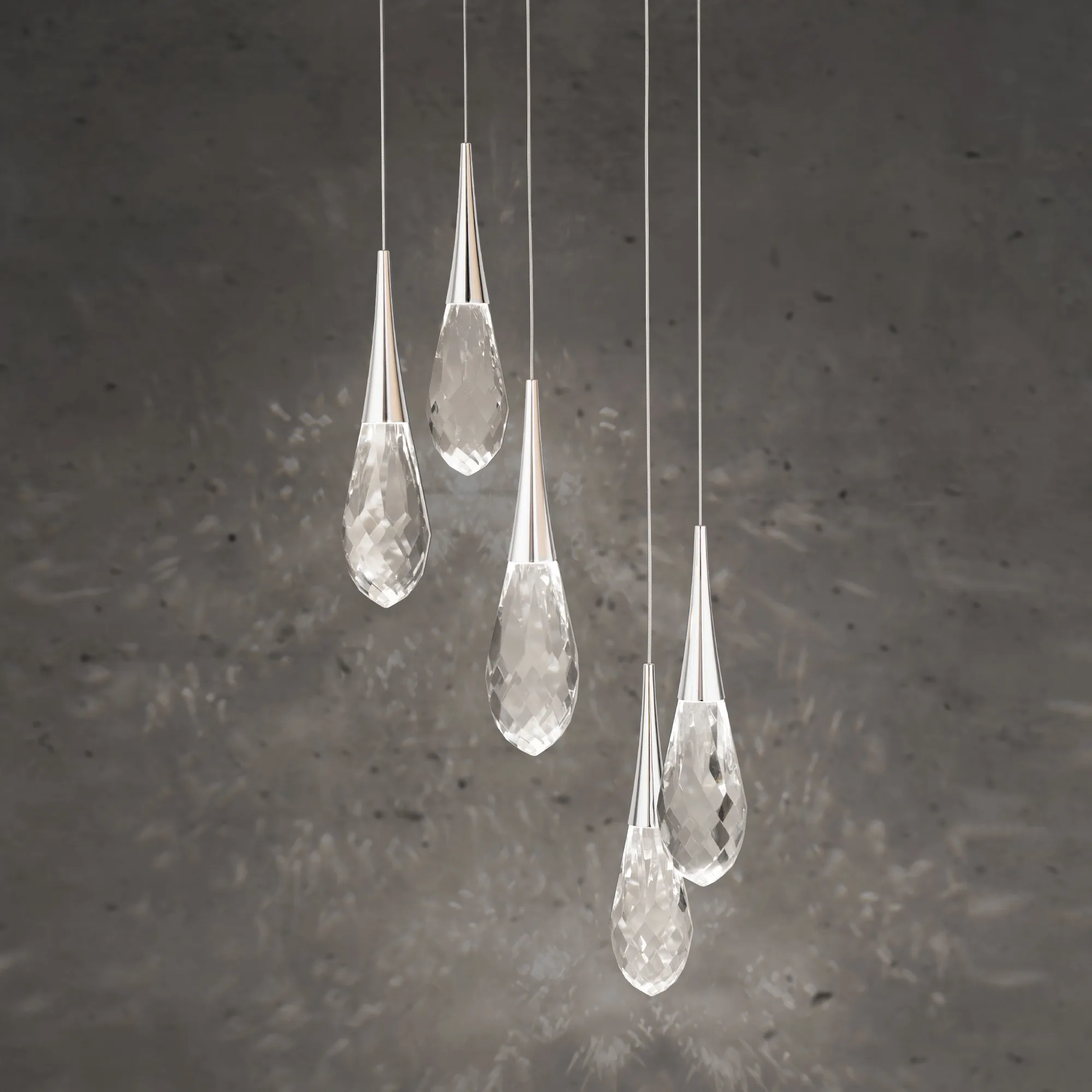 Hibiscus 5 Light LED 3000K/3500K/4000K 120V-277V Multi-Light Pendant in Aged Brass with Clear Optic Crystal
