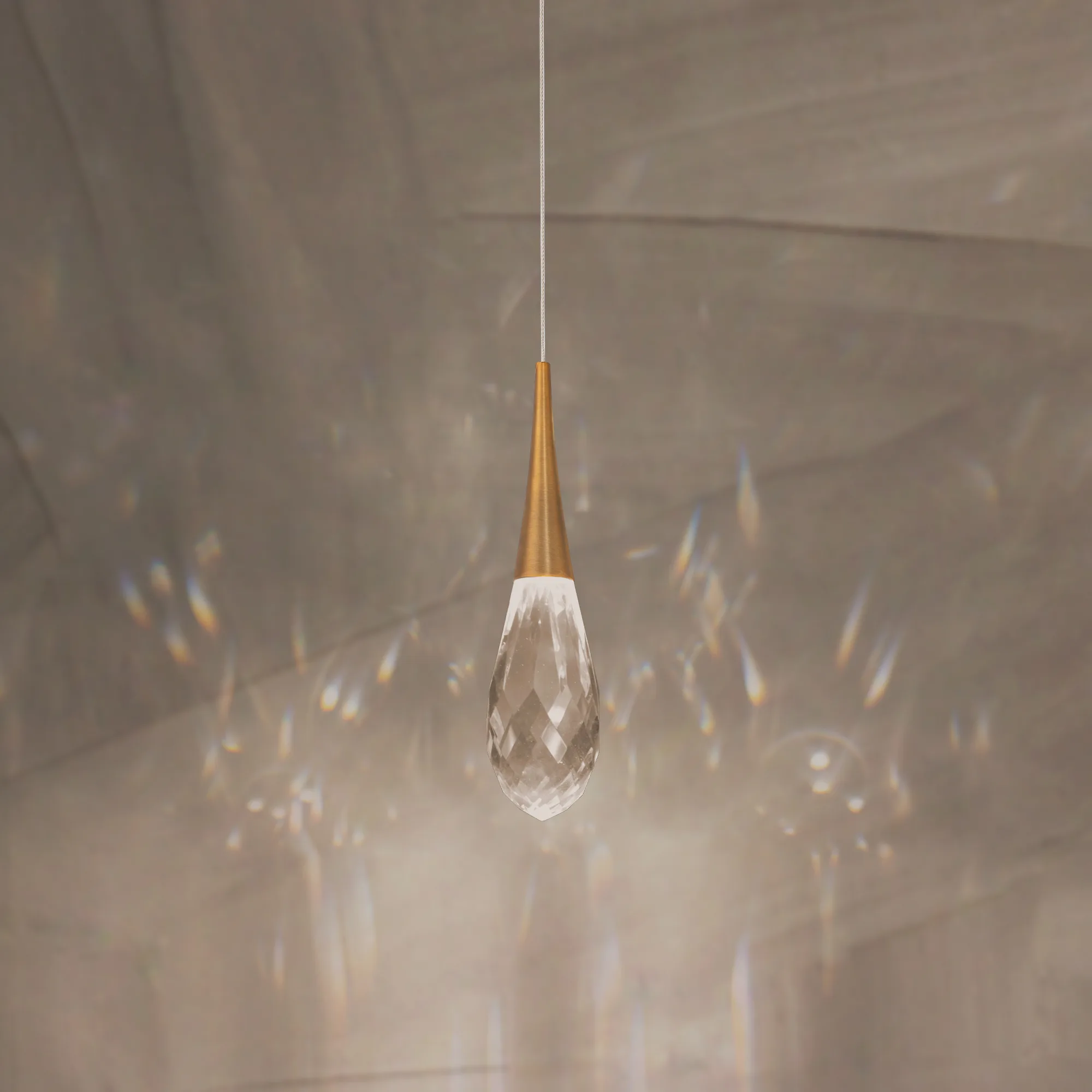 Hibiscus 1 Light LED 3000K/3500K/4000K 120V-277V Mini Pendant in Aged Brass with Clear Optic Crystal