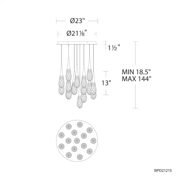 Crystal fashion comes to light in unique forms. Delicate, graceful drops of exquisite crystal embraced by tapered metal forms that glow with a charming luster. Matching crystal overlays are applied to the metal canopies for an additional touch of luxury