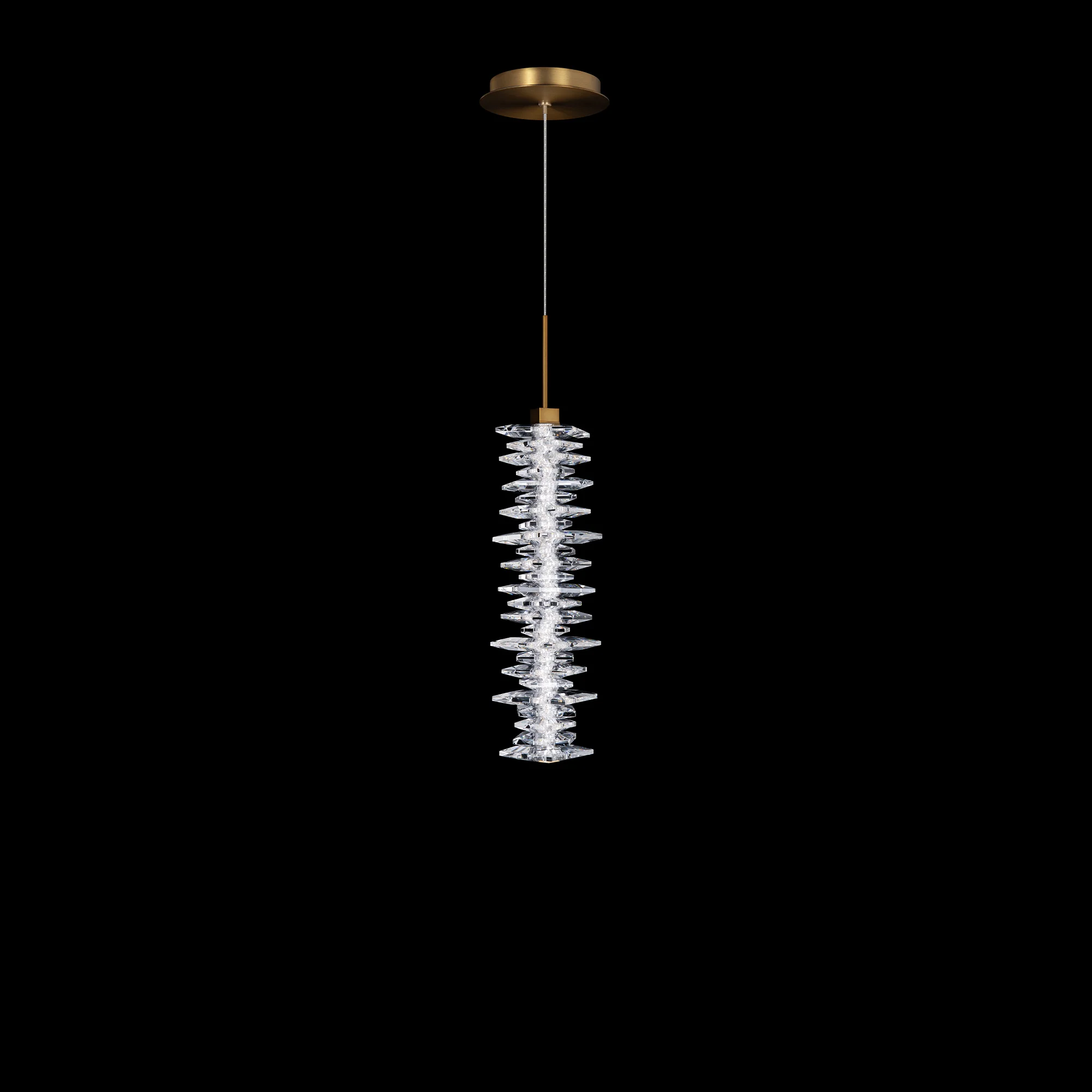 Bergy 16" LED Crystal Mini Pendant in Aged Brass