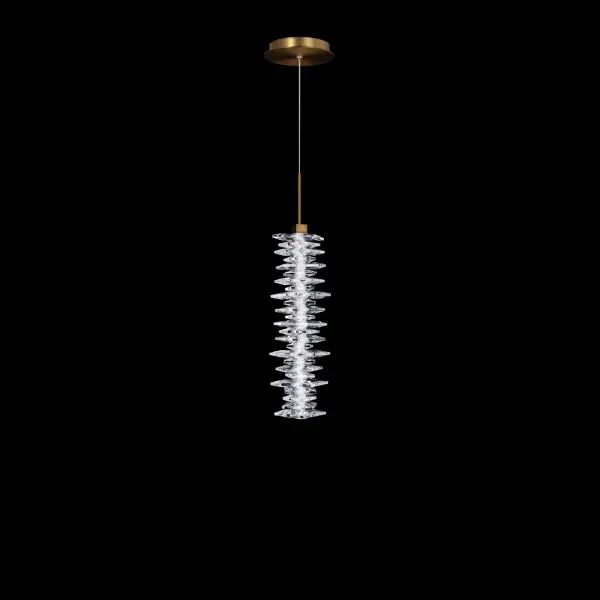 Bergy 16" LED Crystal Mini Pendant in Aged Brass