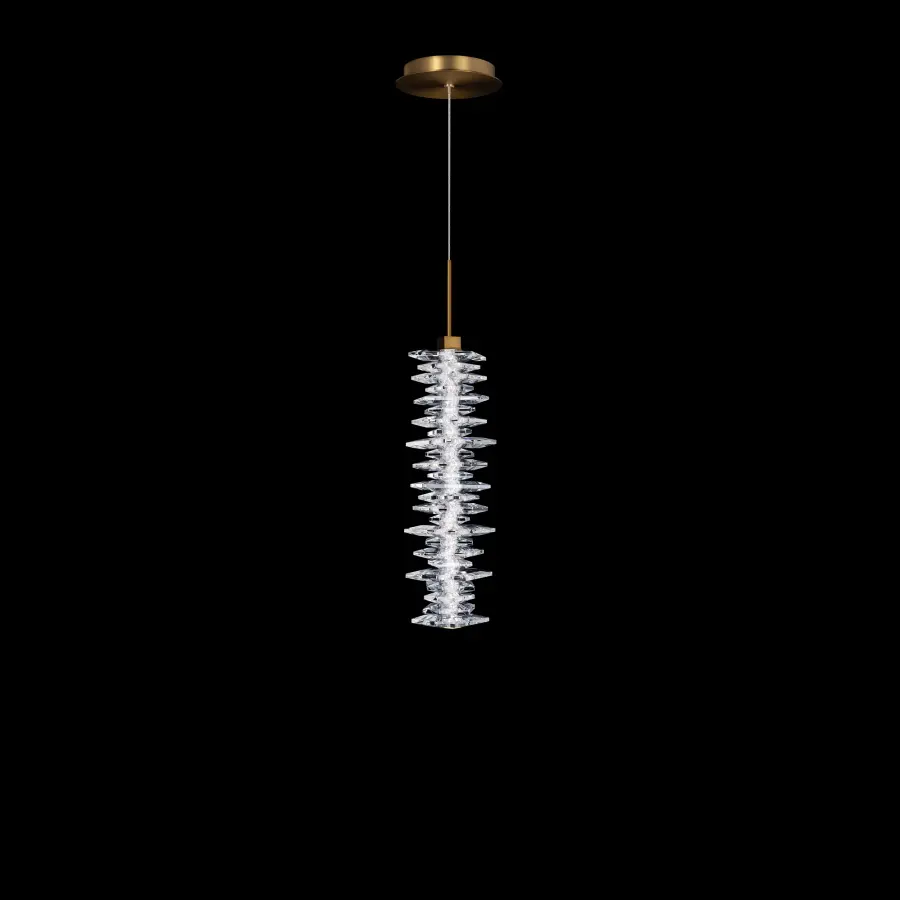 Bergy 16" LED Crystal Mini Pendant in Aged Brass