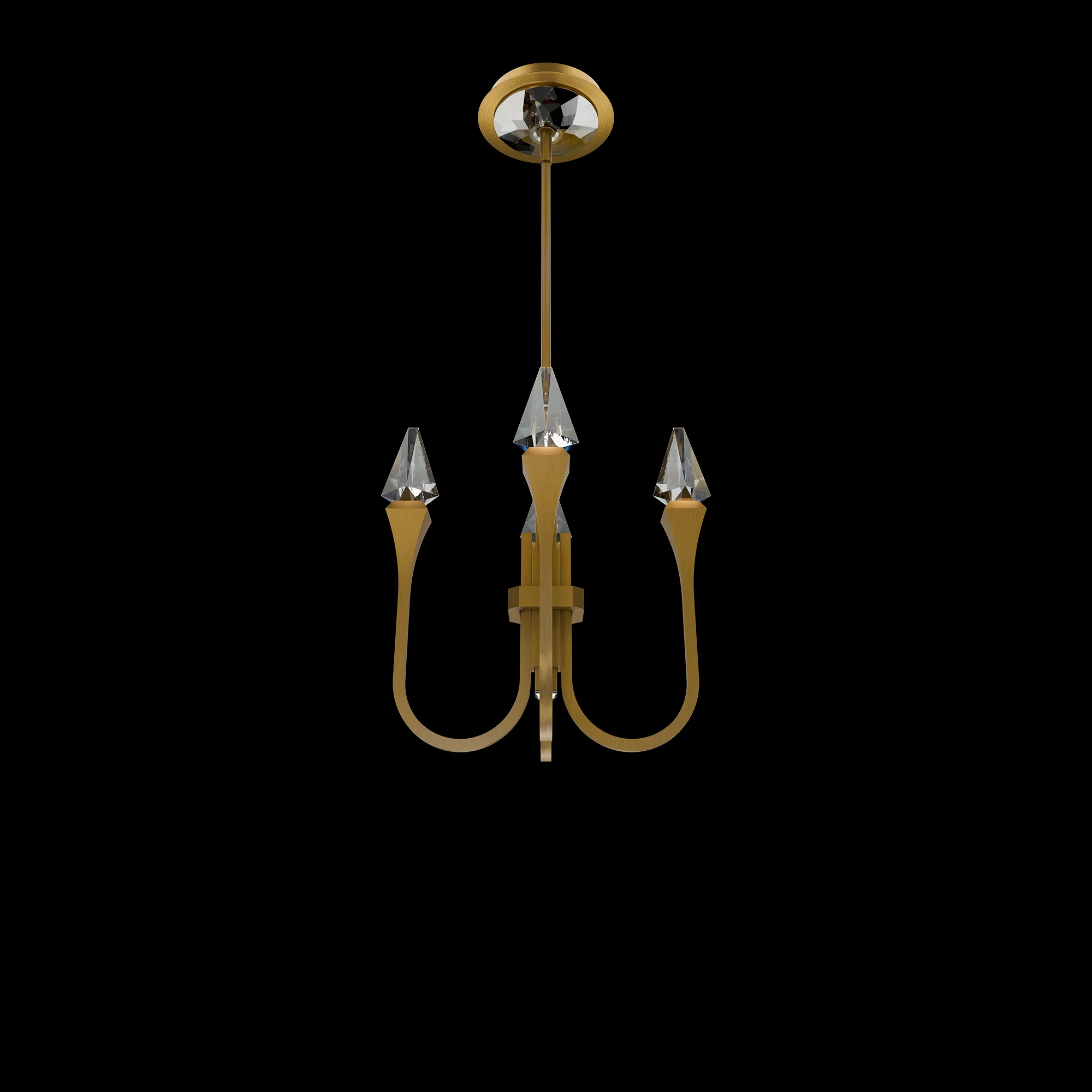 Plumeria 12" LED Pendant in Aged Brass with Optic Crystal